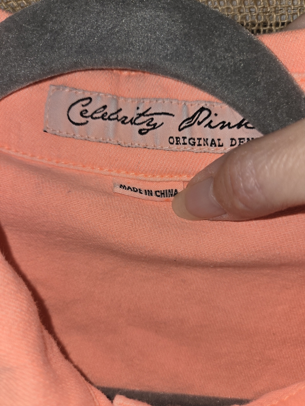 Celebrity Pink Original Denim Neon Orange Jean Jacket Size Large - Picture 7 of 10